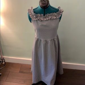 Who What Wear Brand Striped Dress Med Black/White